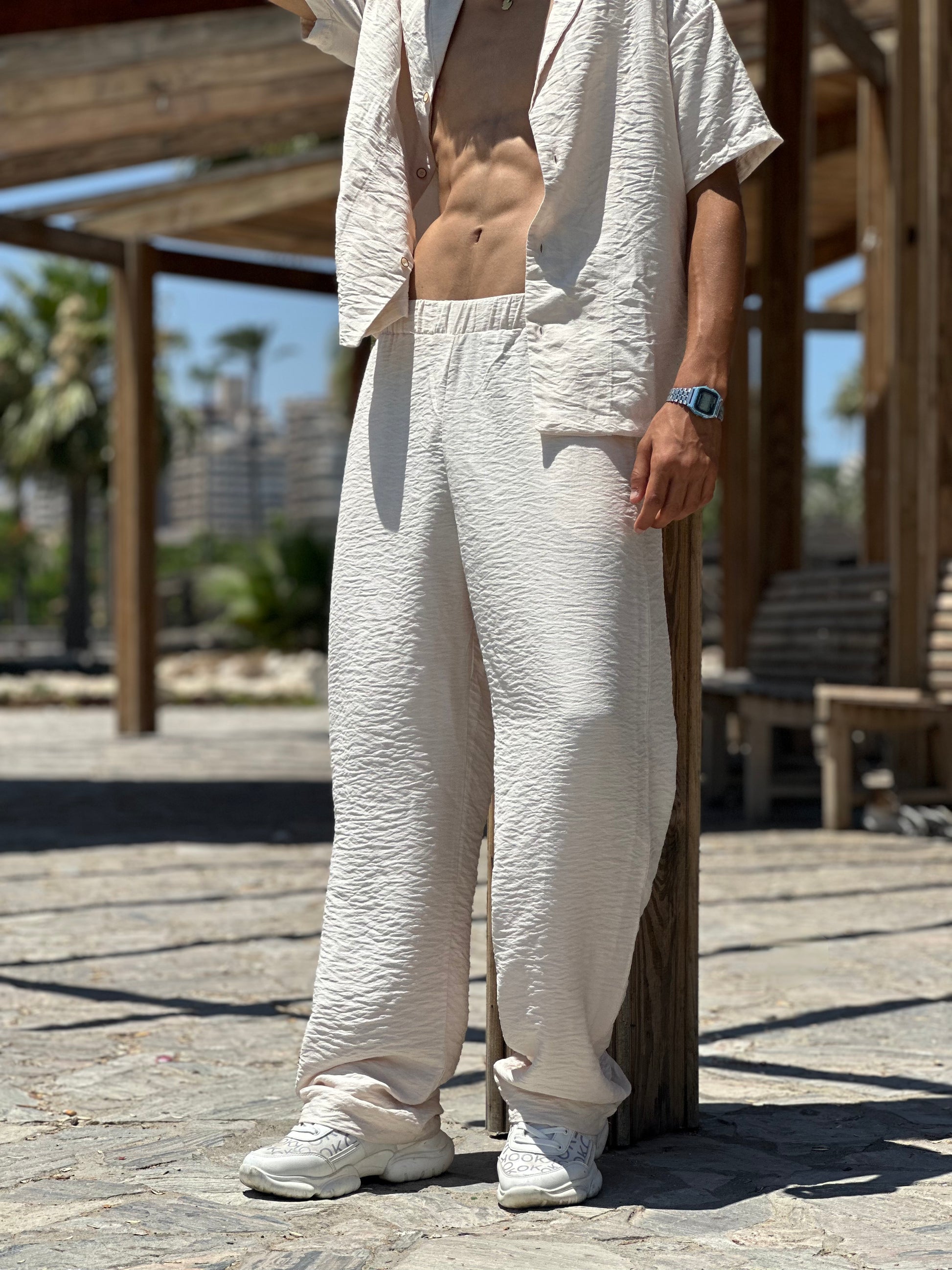 Textured linen pants