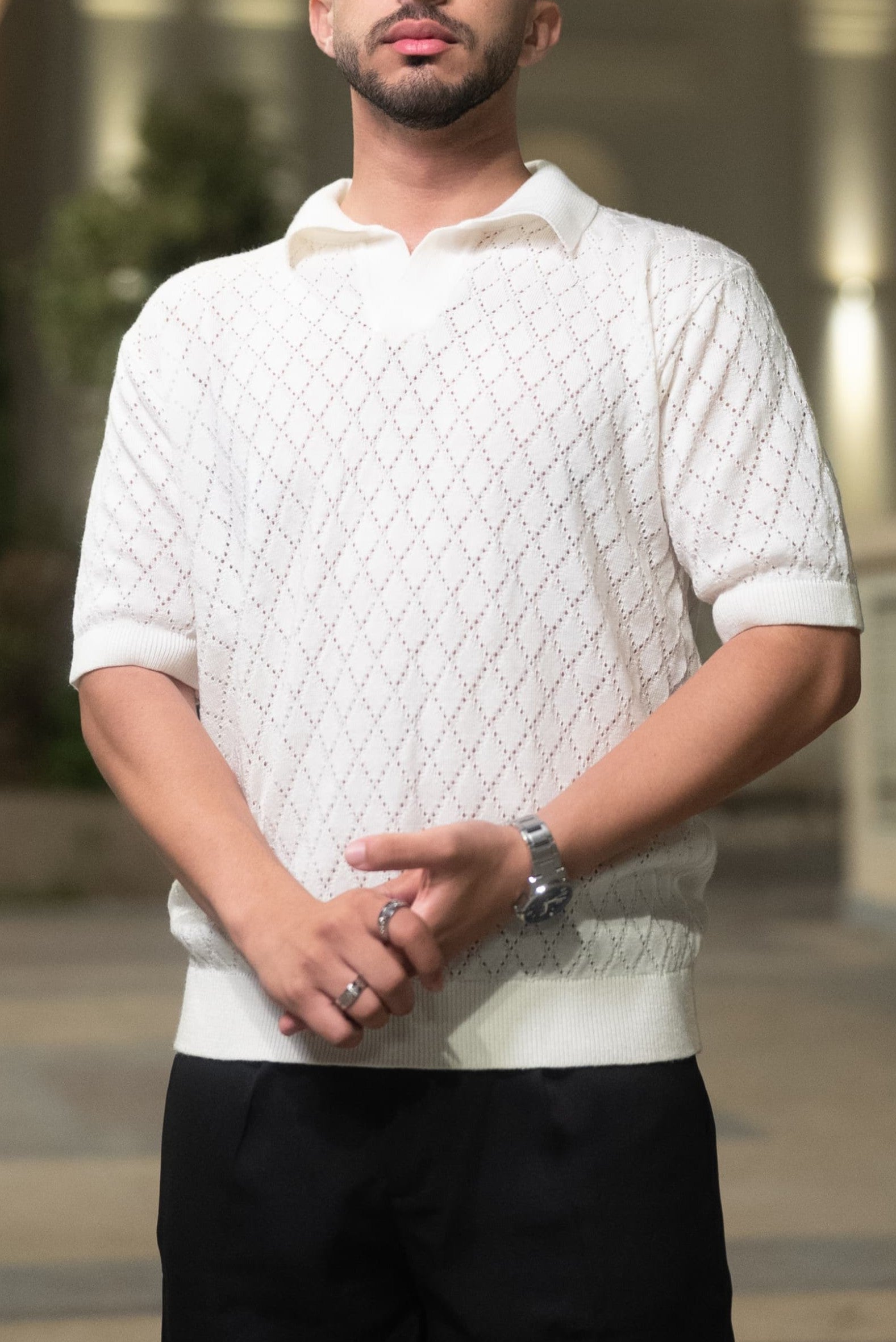 White Diamond knitted polo