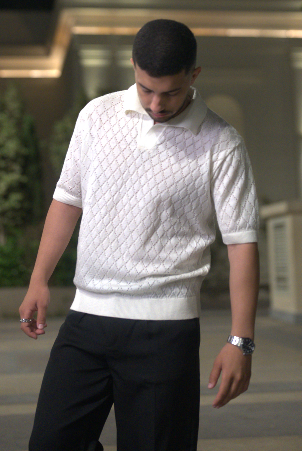 White Diamond knitted polo