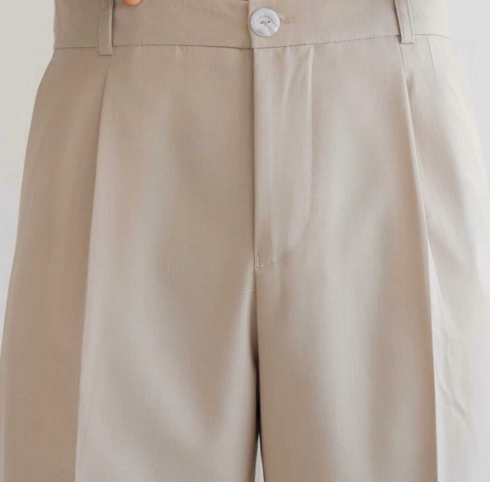 Light Beige Pleated Pants