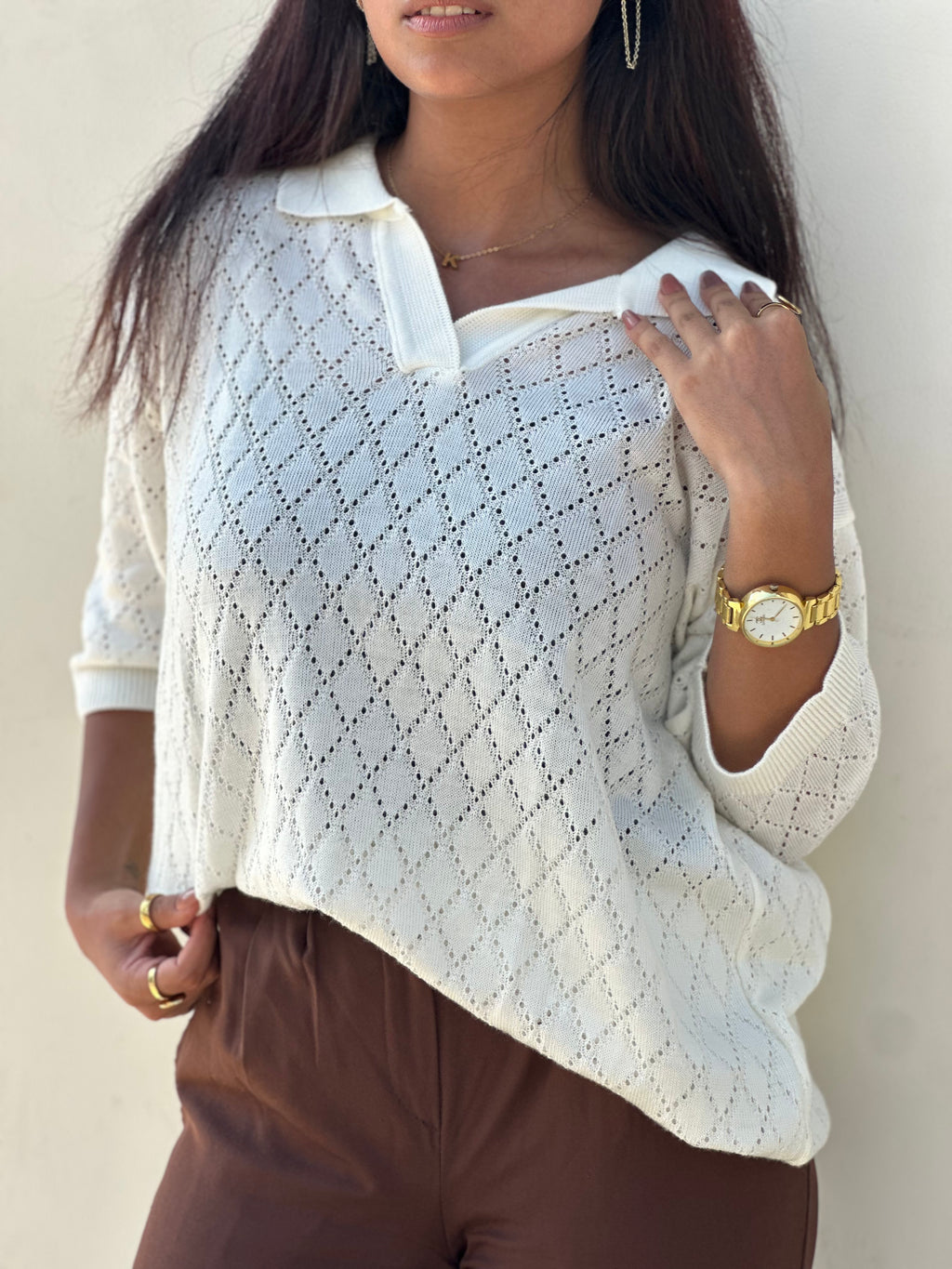 White Diamond knitted polo