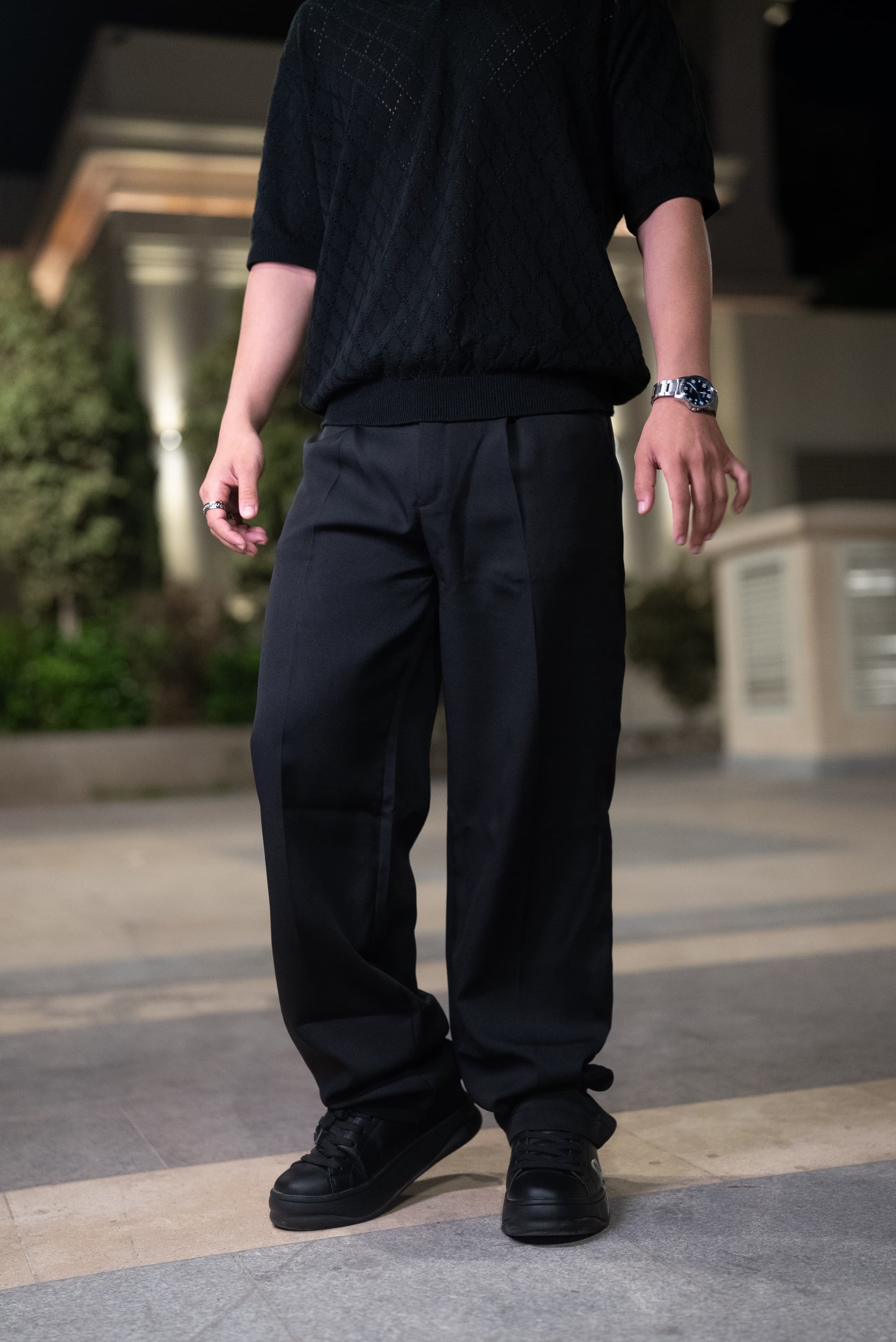 Black Pleated Pants