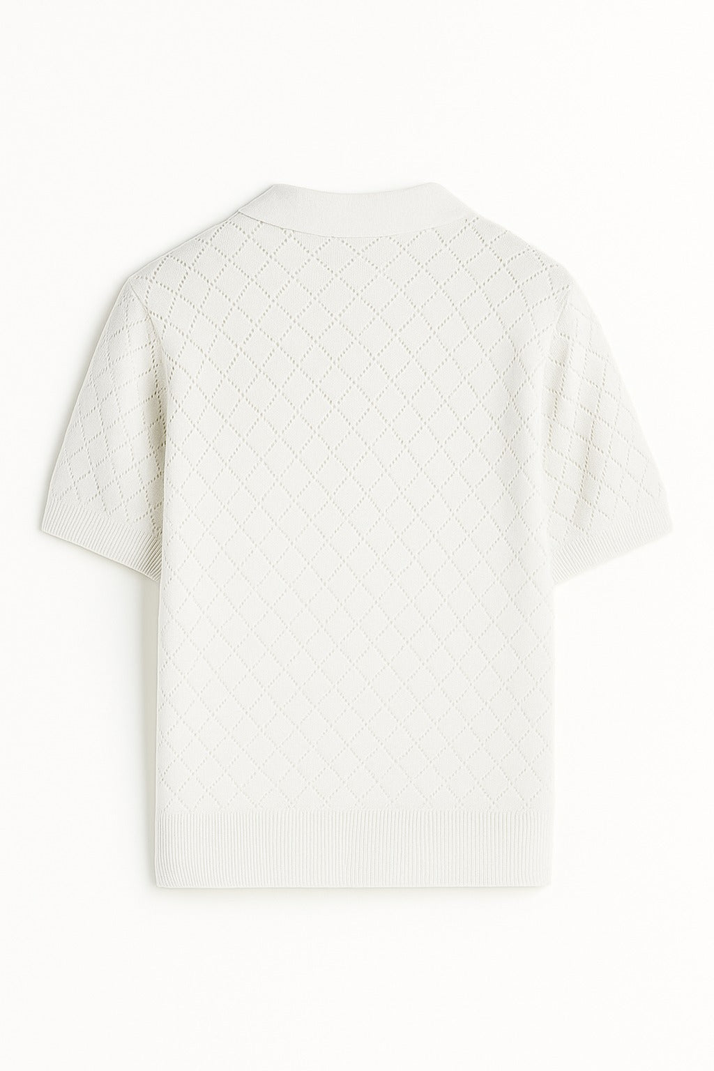 トップス EGONLab DIAMOND KNIT POLO off white fishnet knit Copains polo shirt