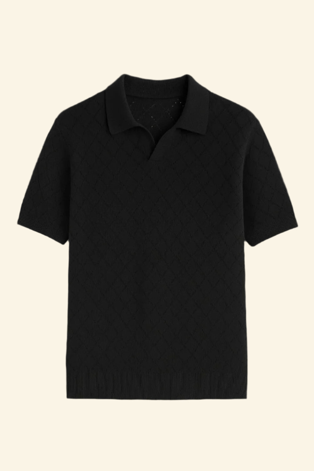 トップス TTT_MSW Diamond Knit Polo black L Diamond Knit Polo - Black | RONNING, Everyday Uniform