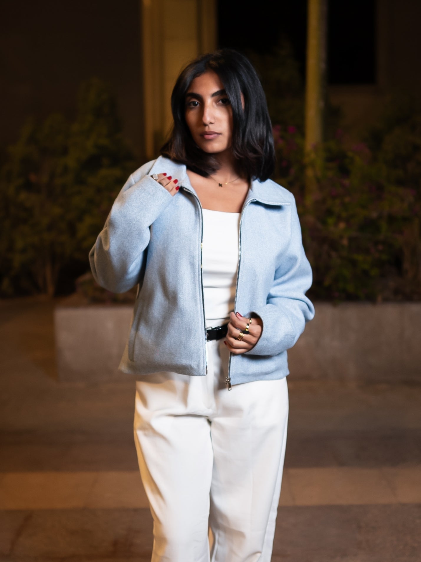 Baby Blue Wool zip up