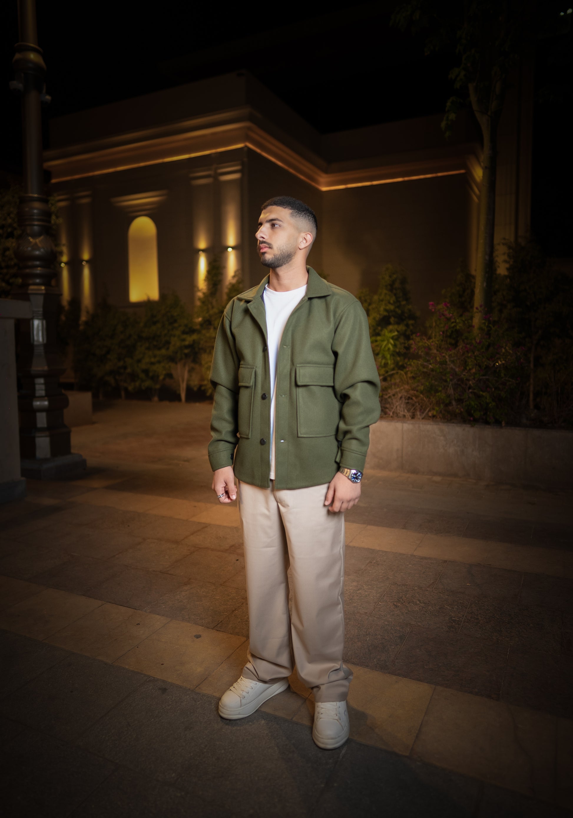 Olive Green Buttoned Wool Jackets