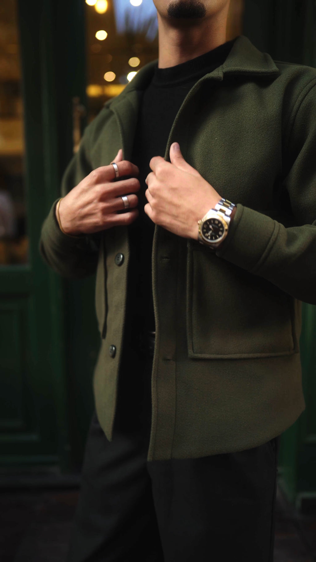 Dark Olive Buttoned Wool Jackets