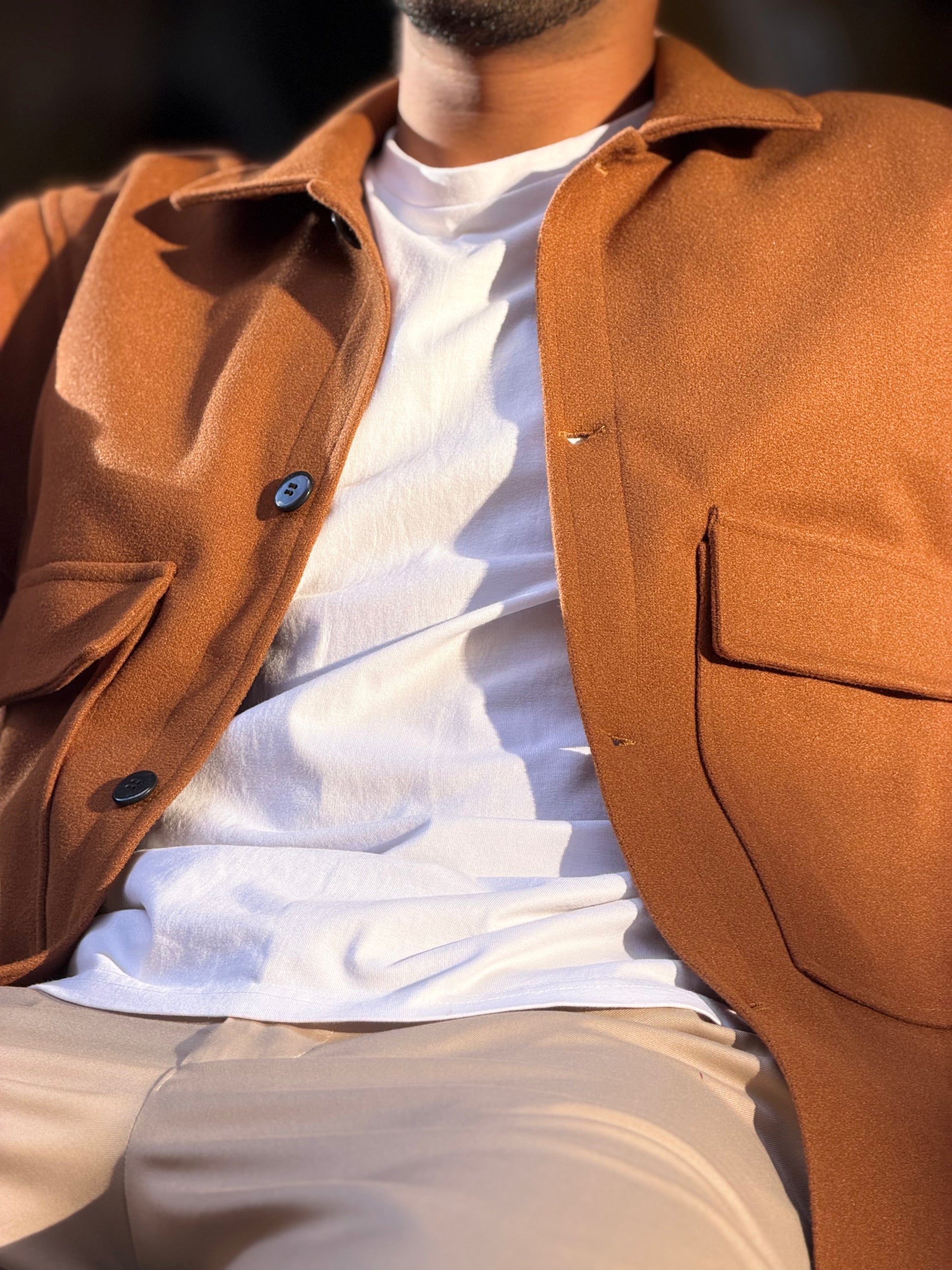 Chocolate Buttoned Wool Jackets